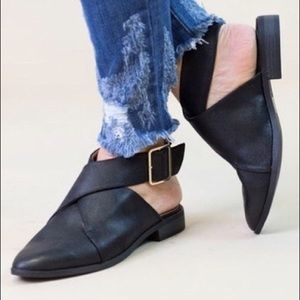 Qupid Buckle Wrap Open-Back Flats